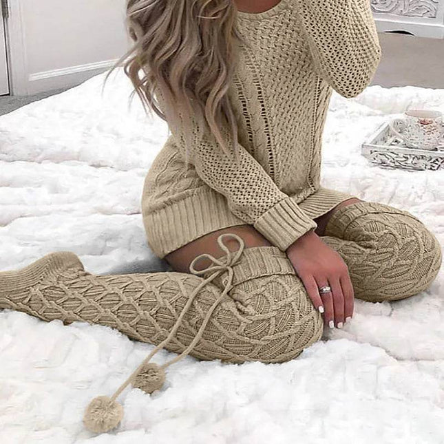 Women Knitted Bow Casual Winter Socks - Mad Fly Essentials