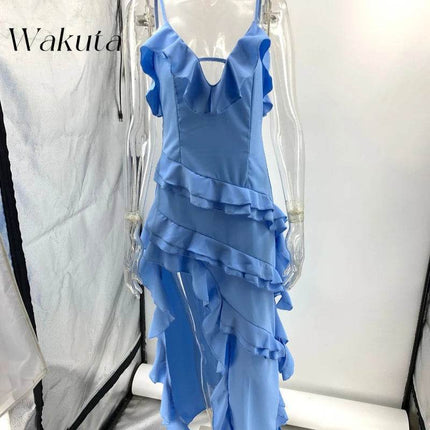 Women Lace Deep V Irregular Chiffon Seasonal Cocktail A - Line Party Dress - Party Dress - Owner Girl - Mad Fly Essentials