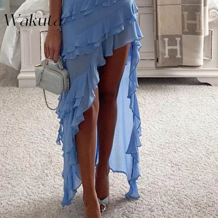 Women Lace Deep V Irregular Chiffon Seasonal Cocktail A - Line Party Dress - Party Dress - Owner Girl - Mad Fly Essentials
