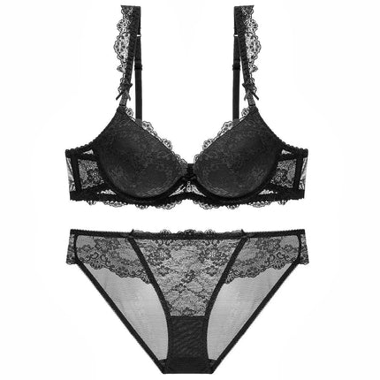 Women Lace Floral Gather Bra Lingerie Set - Lingerie Set - PanFlower - Mad Fly Essentials