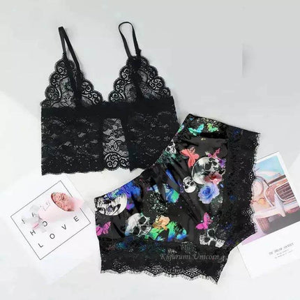 Women Lace Halloween - Skeleton Pajama Set - Pajama Set - Animal Unicorn - Mad Fly Essentials