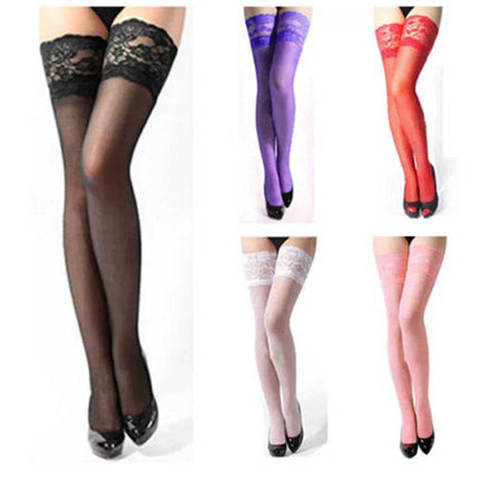 Women Lace Stay Up High Thigh Pantyhose Hosiery - Hosiery - Peacock - Mad Fly Essentials