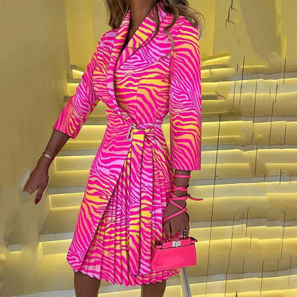 Women Lapel Office Lady Mini Dress - Mini Dress - ELSVIOS - Mad Fly Essentials