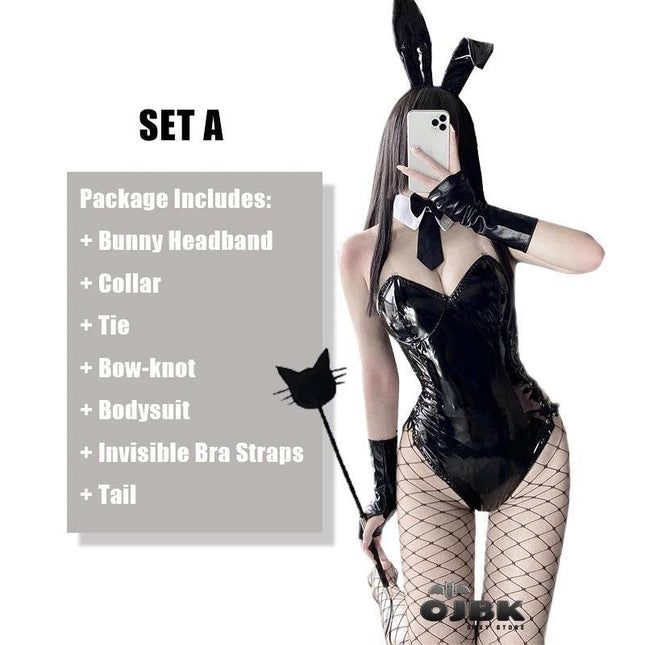Women Leather Bunny Anime Costume Set - Costume Set - OJBK - Mad Fly Essentials