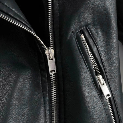 Women Leather Short Rivet Motorcycle Jacket - Jacket - Suchcute - Mad Fly Essentials