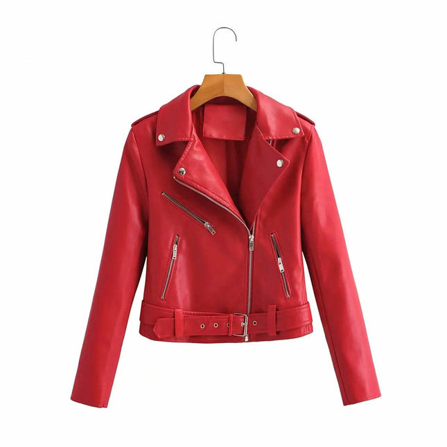 Women Leather Short Rivet Motorcycle Jacket - Jacket - Suchcute - Mad Fly Essentials