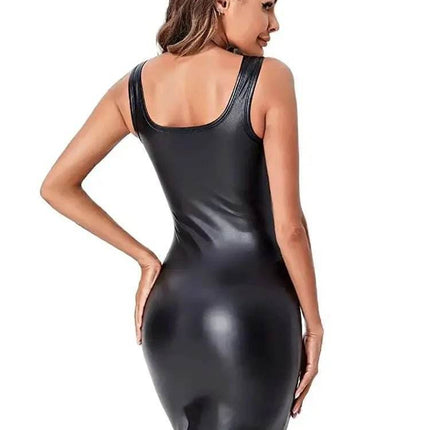 Women Leather Sleeveless S - 5XL Clubwear Mini Dress - Mini Dress - SexyLacey - Mad Fly Essentials