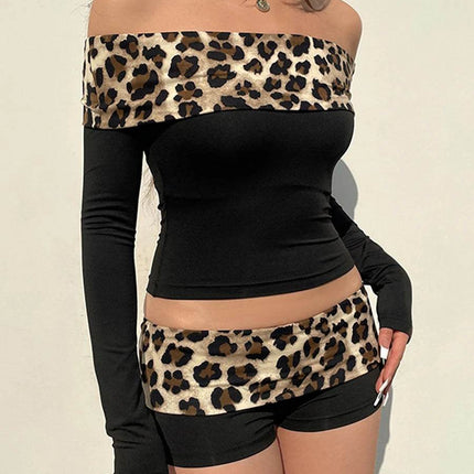 Women Leopard Casual 2pc Set Crop Top - Mad Fly Essentials