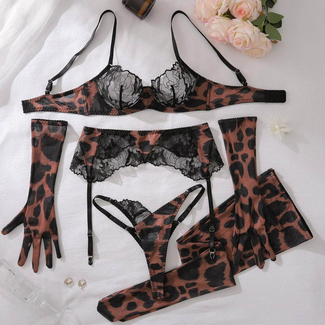 Women Leopard Costume Lace Lingerie Set - Mad Fly Essentials