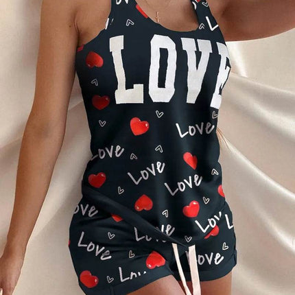 Women Leopard Hearts Vacation Pajama Set - Pajama Set - Animal Unicorn - Mad Fly Essentials