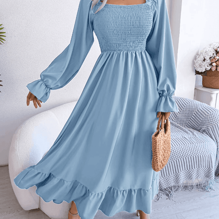 Women Long Casual Ruffle Chiffon Midi Party Dress - Mad Fly Essentials