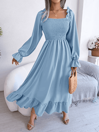 Women Long Casual Ruffle Chiffon Midi Party Dress - Mad Fly Essentials