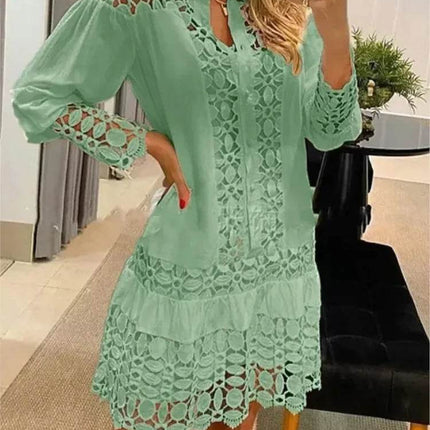 Women Long Solid Lace Party Dress - Party Dress - Owner Girl - Mad Fly Essentials