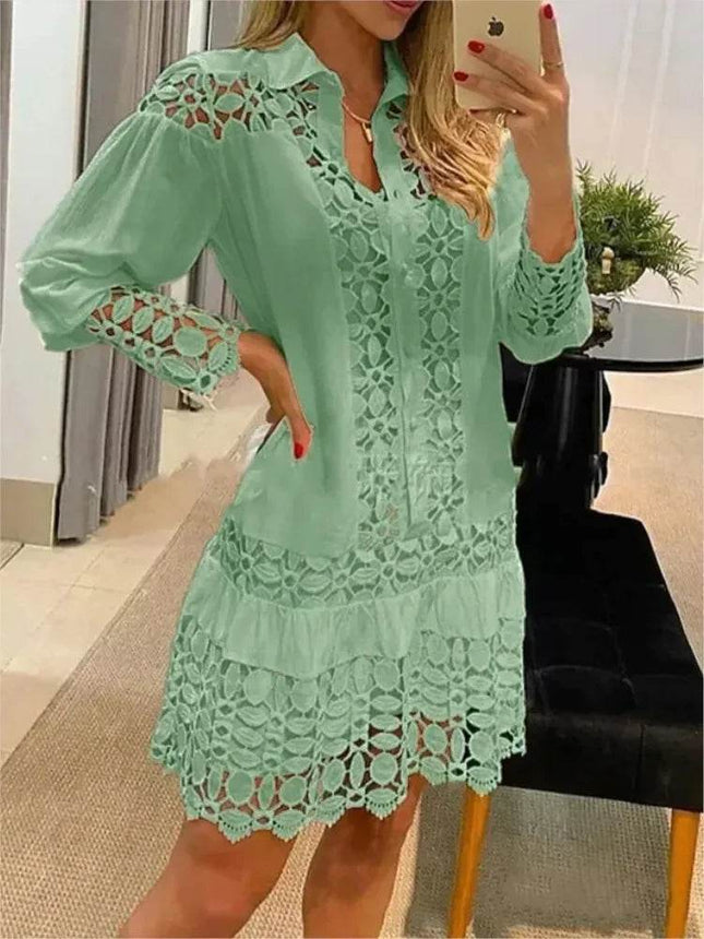 Women Long Solid Lace Party Dress - Party Dress - Owner Girl - Mad Fly Essentials