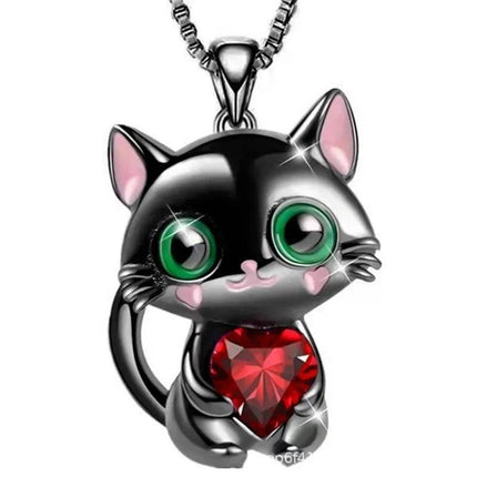 Women Love Crystal Cat Pendant Girl Gift Necklace - Necklace - LoveUFashion - Mad Fly Essentials