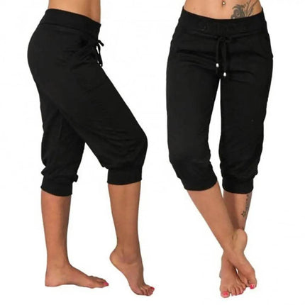 Women Low Rise Drawstring Capris Pocket Pants - Pants - MAGCOMSEN - Mad Fly Essentials