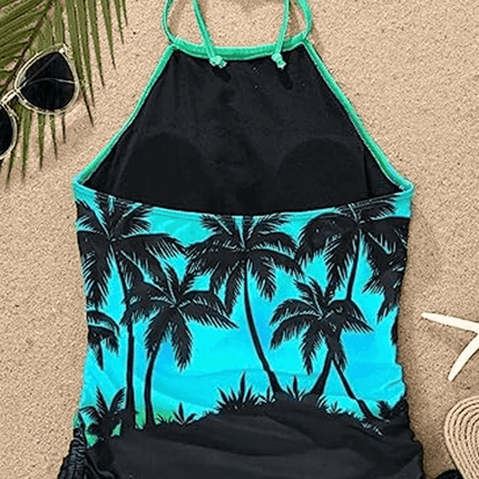 Women Low Waist Palm Tree Tankini Set - Tankini Set - mandylandy - Mad Fly Essentials