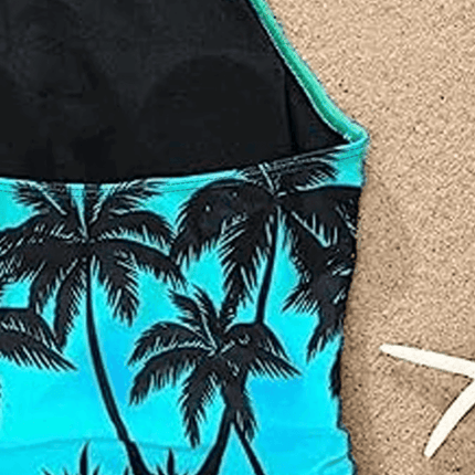 Women Low Waist Palm Tree Tankini Set - Tankini Set - mandylandy - Mad Fly Essentials