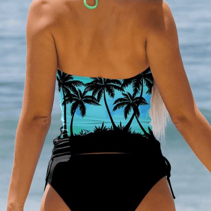 Women Low Waist Palm Tree Tankini Set - Tankini Set - mandylandy - Mad Fly Essentials