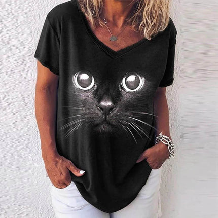 Women Moon Cat Animal 3D Summer Shirt - Shirt - Animal Elements - Mad Fly Essentials