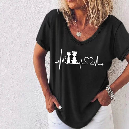 Women Moon Cat Animal 3D Summer Shirt - Shirt - Animal Elements - Mad Fly Essentials