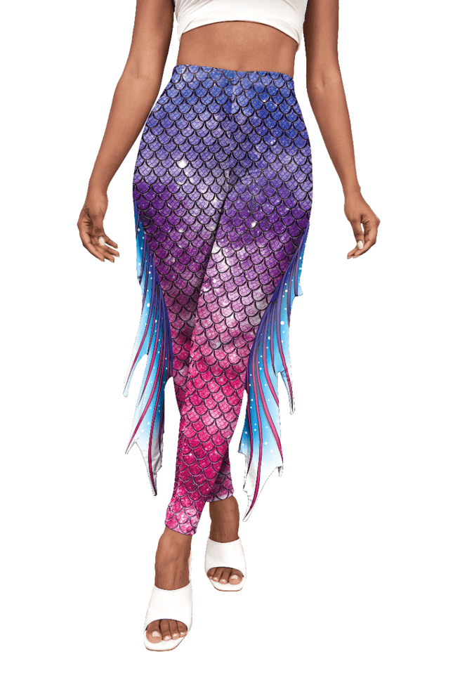Women Multicolor Mermaid Costume Leggings - Mad Fly Essentials