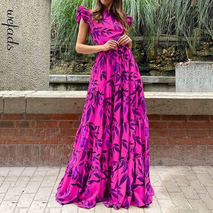 Women O - Neck Lace Ruffled Maxi Dress - Maxi Dress - Wefads - Mad Fly Essentials