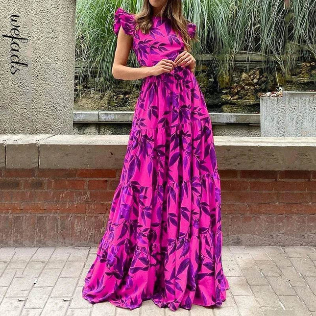 Women O - Neck Lace Ruffled Maxi Dress - Maxi Dress - Wefads - Mad Fly Essentials