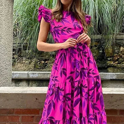 Women O - Neck Lace Ruffled Maxi Dress - Maxi Dress - Wefads - Mad Fly Essentials