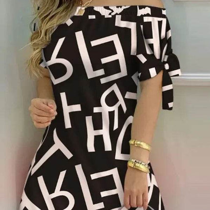 Women Off Shoulder Black Paint Splash Mini Dress - Mini Dress - Owner Girl - Mad Fly Essentials