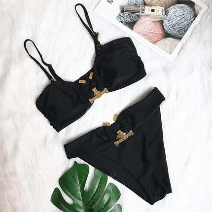 Women Off - Shoulder High - Cut Black Bikini Set - Bikini Set - Fitness Essentials - Mad Fly Essentials
