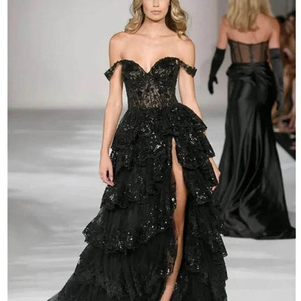 Women Off Shoulder Blue Satin Prom Maxi Dress - Maxi Dress - PIERESA - Mad Fly Essentials