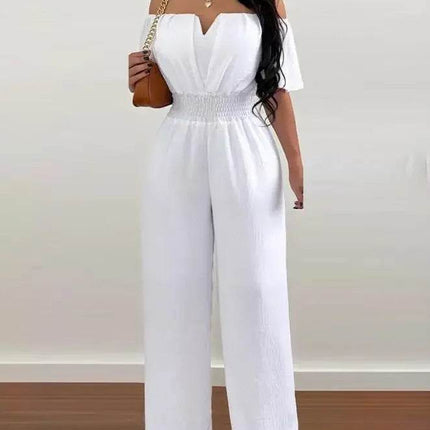 Women Off Shoulder Wide Leg Jumpsuit - Jumpsuit - SMILE FISH - Mad Fly Essentials