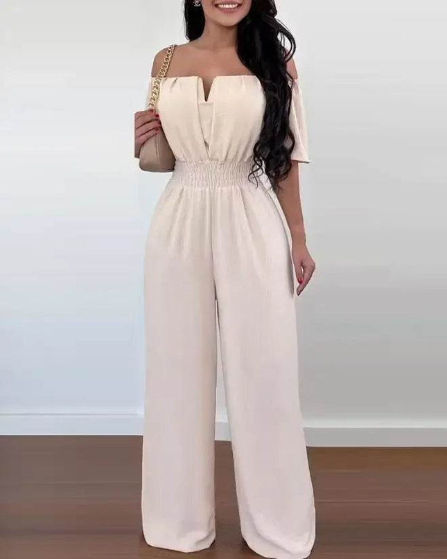 Women Off Shoulder Wide Leg Jumpsuit - Jumpsuit - SMILE FISH - Mad Fly Essentials