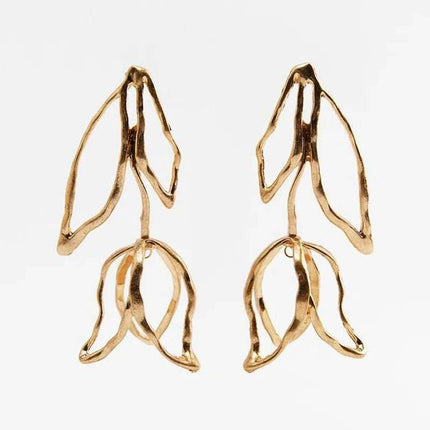 Women Oversized Hollow Tulip Dangle Earrings - Mad Fly Essentials