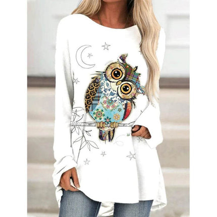 Women Owl Casual Long Winter Shirt - Mad Fly Essentials