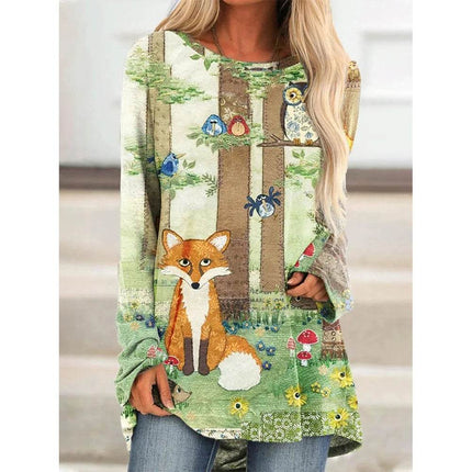Women Owl Casual Long Winter Shirt - Shirt - Animal Unicorn - Mad Fly Essentials