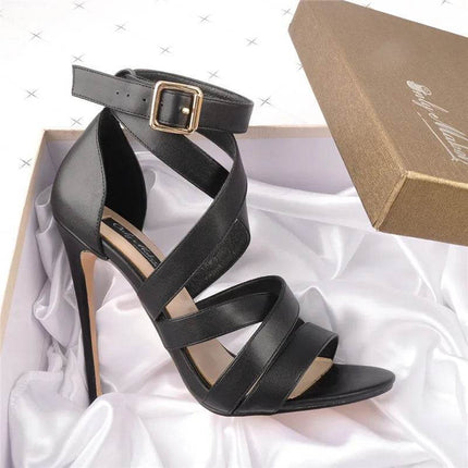 Women Patchwork Cross Strap Gladiator Pump High Heels - High Heels - onlymaker - Mad Fly Essentials