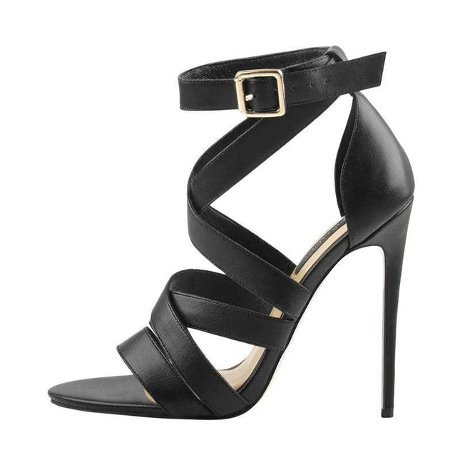 Women Patchwork Cross Strap Gladiator Pump High Heels - High Heels - onlymaker - Mad Fly Essentials