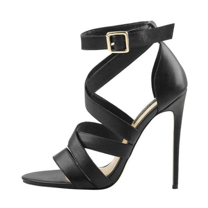 Women Patchwork Cross Strap Gladiator Pump High Heels - High Heels - onlymaker - Mad Fly Essentials