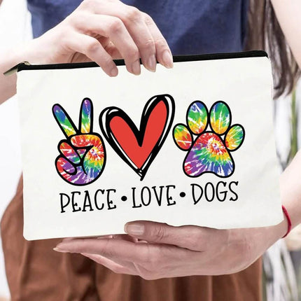 Women Peace Love Dogs Cosmetic Storage Bags - Mad Fly Essentials