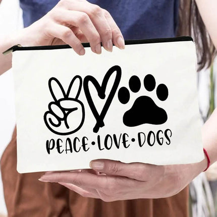Women Peace Love Dogs Cosmetic Storage Bags - Mad Fly Essentials