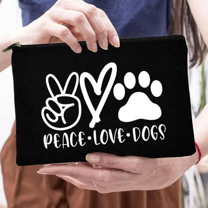 Women Peace Love Dogs Cosmetic Storage Bags - Mad Fly Essentials