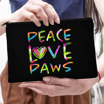 Women Peace Love Dogs Cosmetic Storage Bags - Mad Fly Essentials