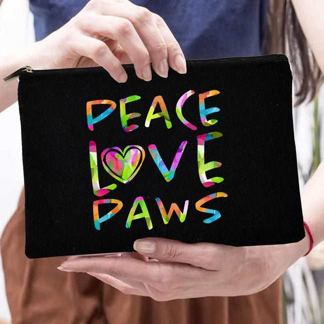 Women Peace Love Dogs Cosmetic Storage Bags - Mad Fly Essentials