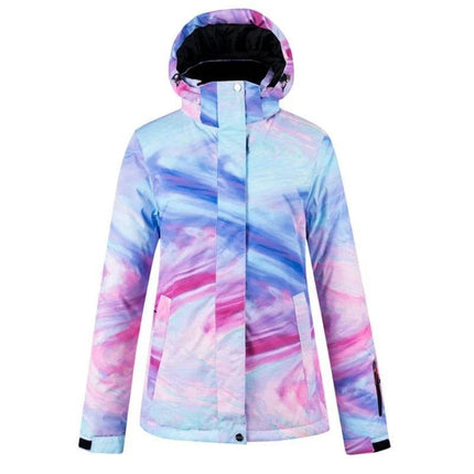 Women Pink Blue Marble Ski Jacket - Jacket - ARCTIC QUEEN - Mad Fly Essentials