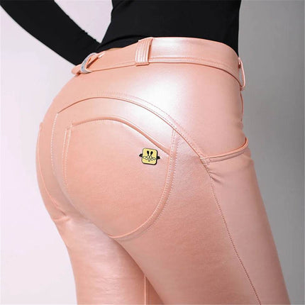 Women Pink High - Waist Leather Metallic Leggings - Leggings - NON - ANIMAL - Mad Fly Essentials