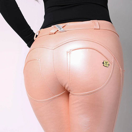 Women Pink High - Waist Leather Metallic Leggings - Leggings - NON - ANIMAL - Mad Fly Essentials