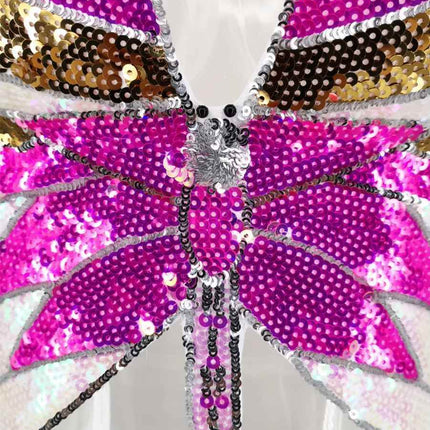 Women Pink Purple Sequin Butterfly Crop Top - Crop Top - FestivalQueen - Mad Fly Essentials
