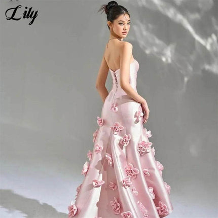 Women Pink Sleeveless 3D Flower Prom Party Dress - Party Dress - Suninheart - Mad Fly Essentials